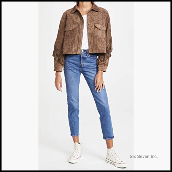 Faux Suede Fringe Jacket with Snap Closure Front - Picture 6 of 7